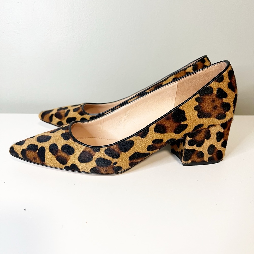 J Crew Laney Calf Hair Animal Leopard Print Block Heel Pump